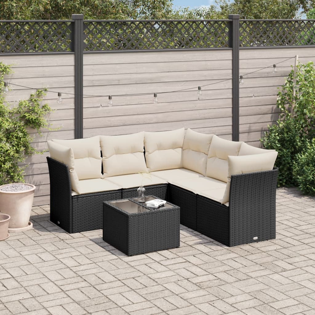 Set mobilier de grădină cu perne, 6 piese, negru, poliratan GartenMobel Dekor