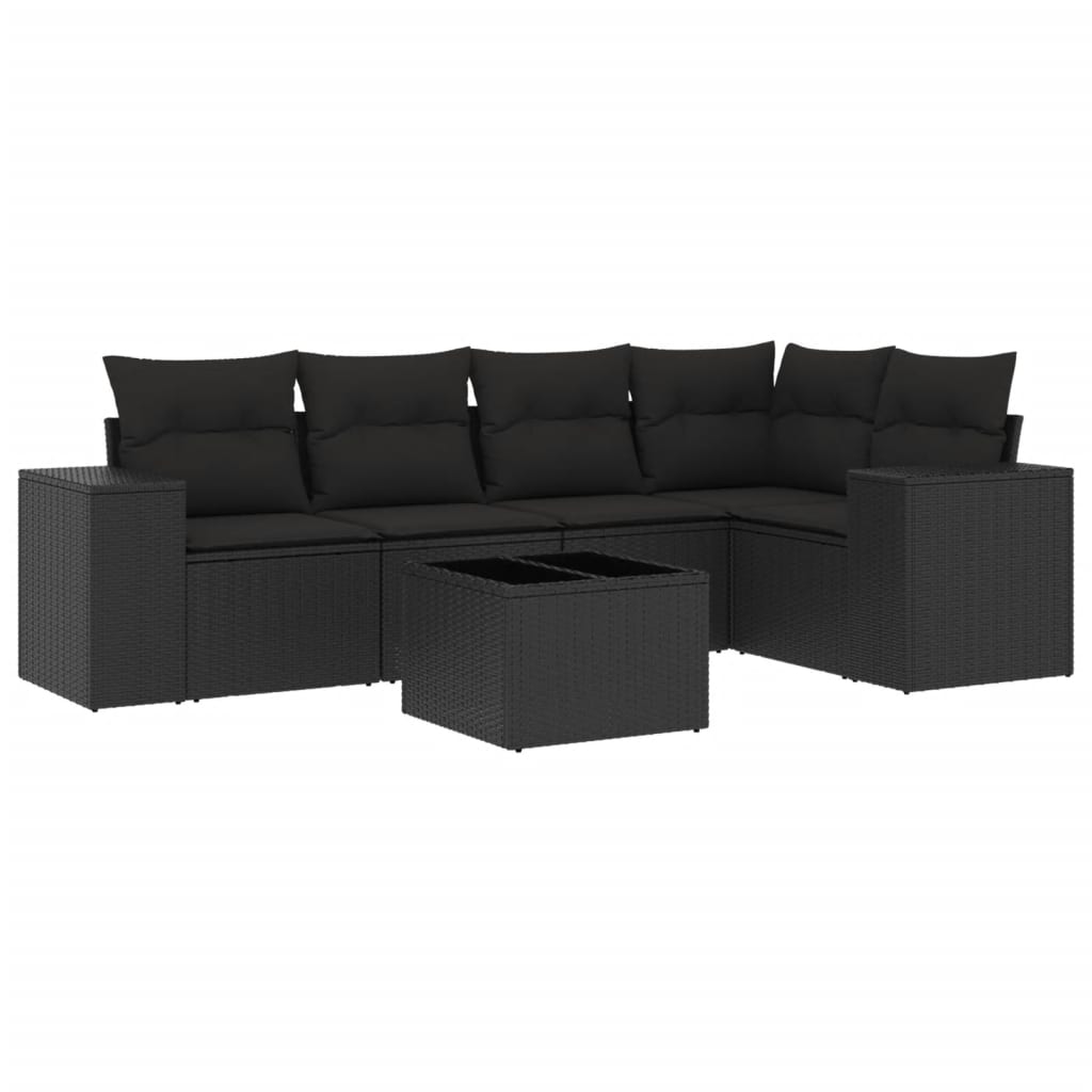Set mobilier de grădină cu perne, 6 piese, negru, poliratan GartenMobel Dekor