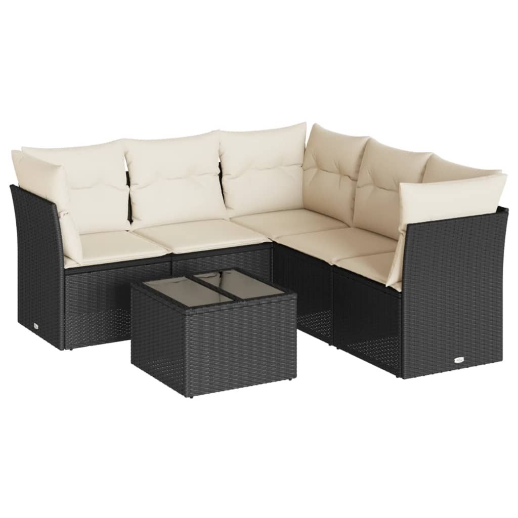 Set mobilier de grădină cu perne, 6 piese, negru, poliratan GartenMobel Dekor