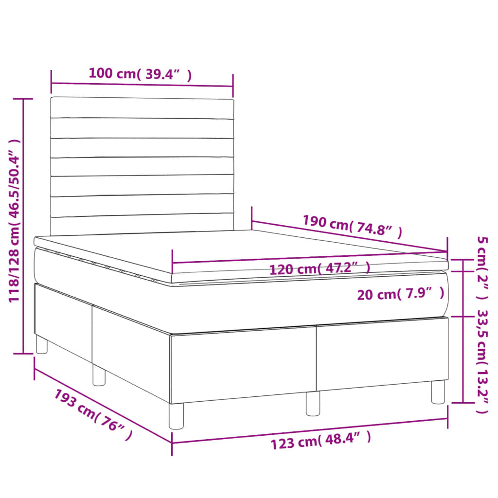 Pat box spring cu saltea, taupe, 120x190 cm material textil GartenMobel Dekor