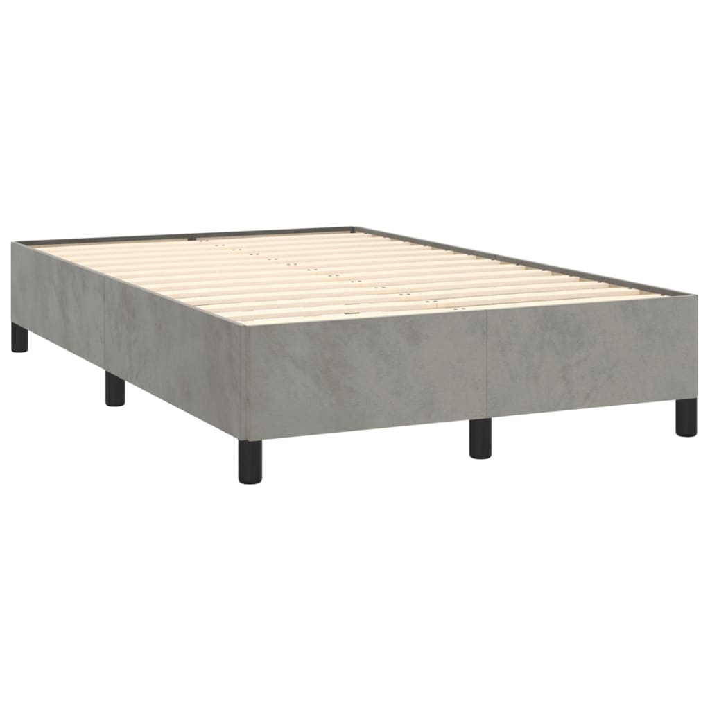 Pat box spring cu saltea, gri deschis, 120x190 cm, catifea GartenMobel Dekor
