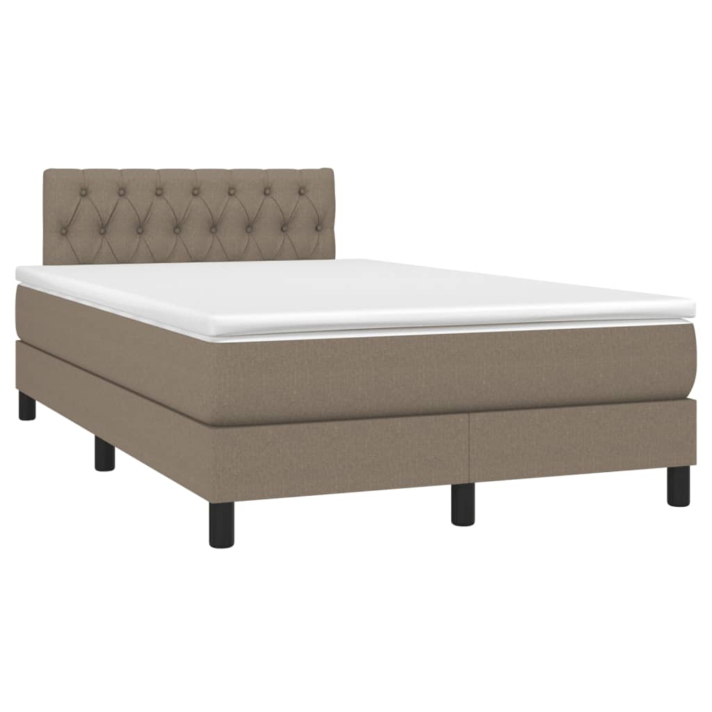 Pat cu arcuri, saltea și LED, gri taupe, 120x190 cm, textil GartenMobel Dekor