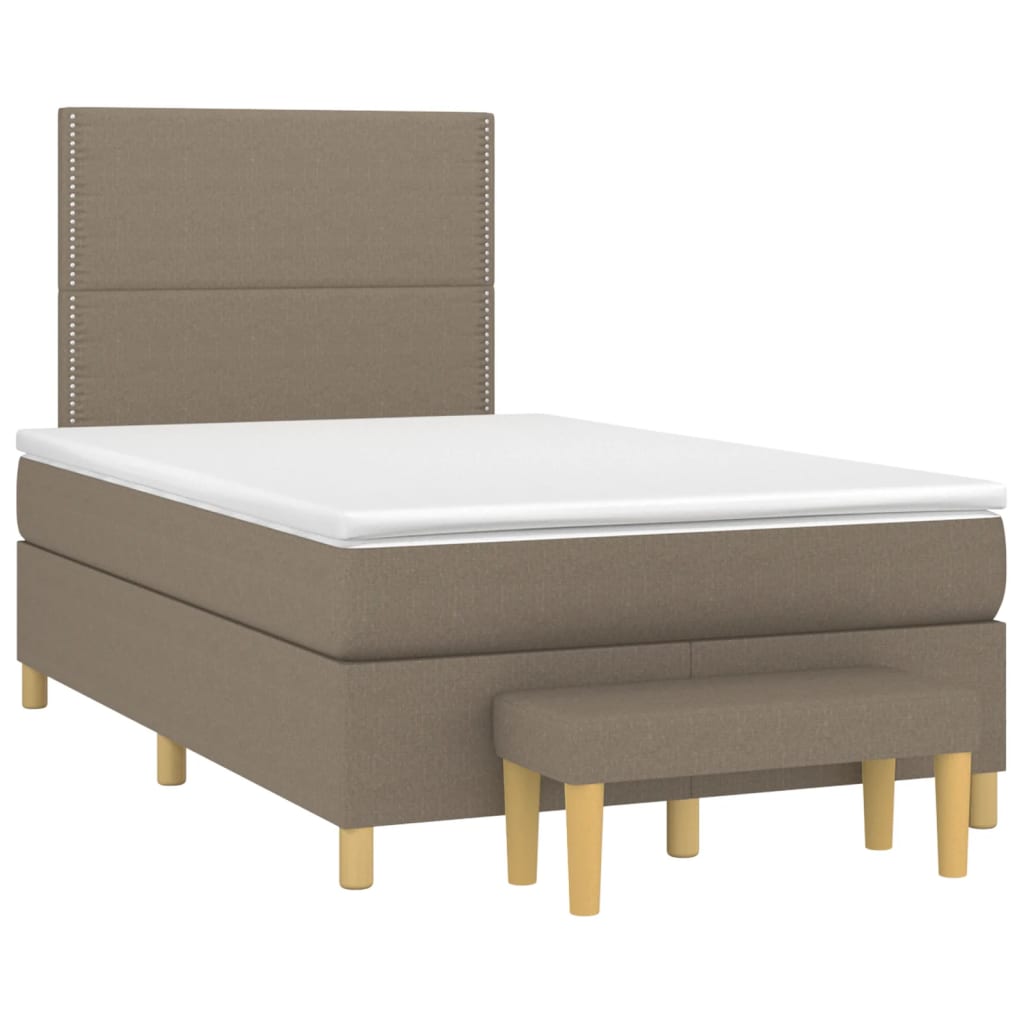 Pat box spring cu saltea, taupe, 120x190 cm material textil GartenMobel Dekor