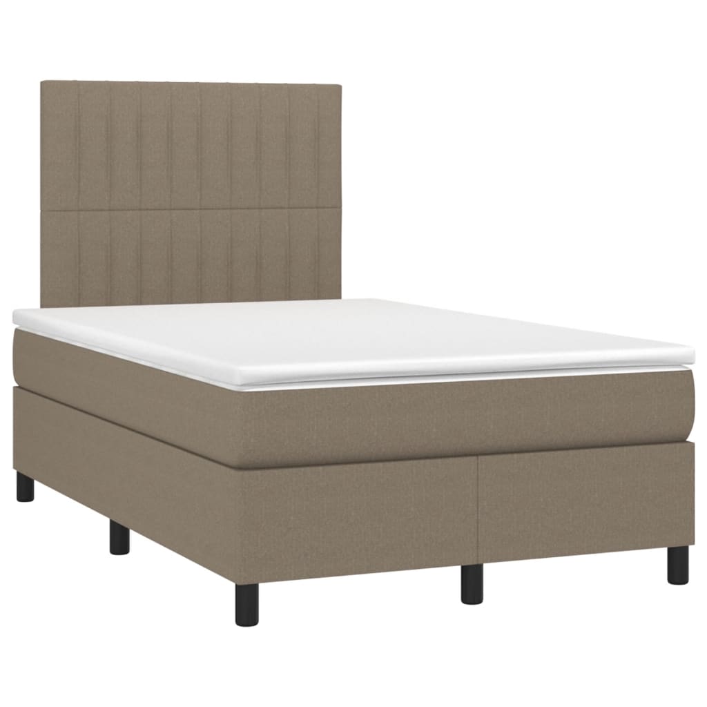 Pat cu arcuri, saltea și LED, gri taupe, 120x190 cm, textil GartenMobel Dekor