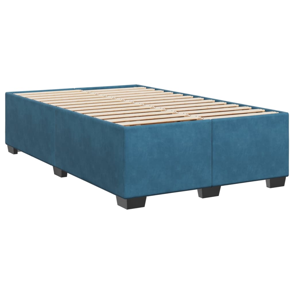 Pat box spring cu saltea, albastru închis, 120x190 cm, catifea GartenMobel Dekor