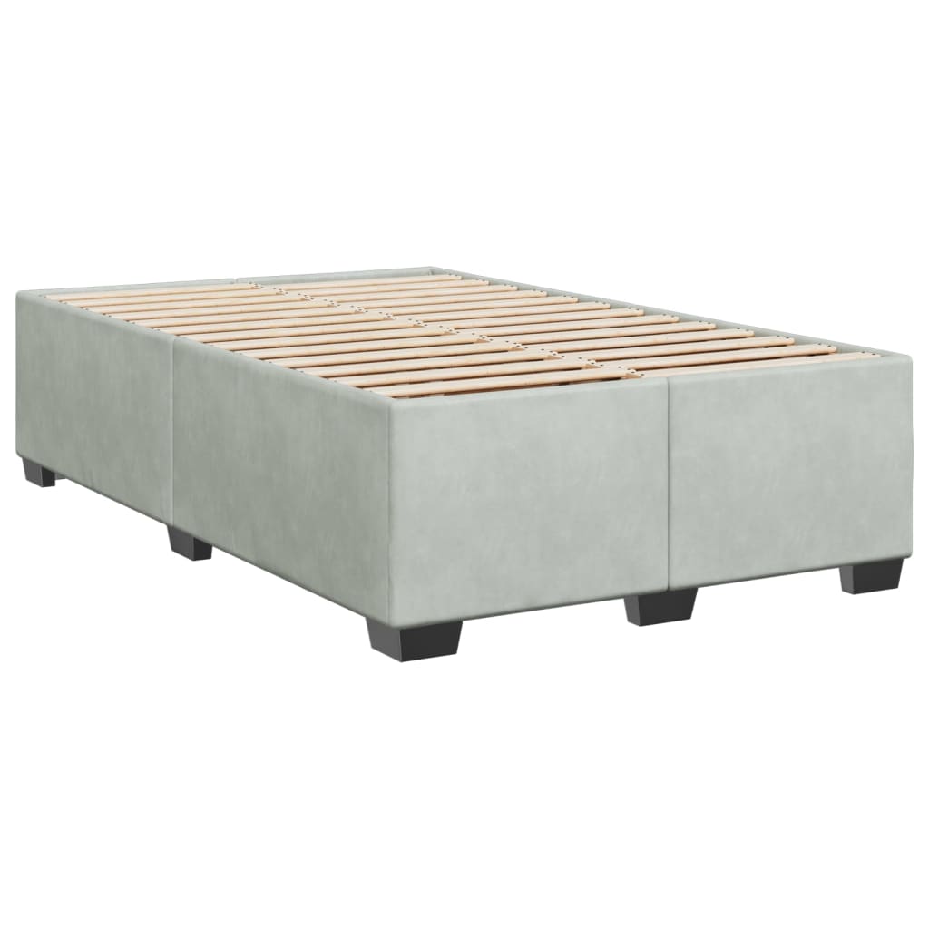 Pat box spring cu saltea, gri deschis, 120x190 cm, catifea GartenMobel Dekor