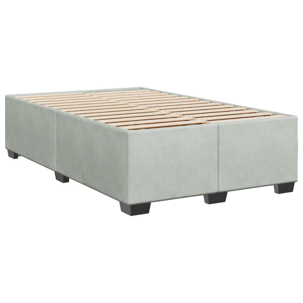Pat box spring cu saltea, gri deschis, 120x190 cm, catifea GartenMobel Dekor
