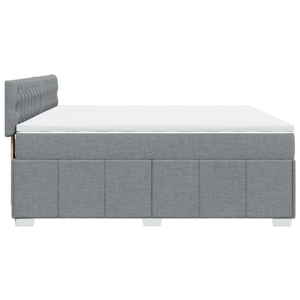 Pat box spring cu saltea, gri deschis, 200x200 cm, textil GartenMobel Dekor