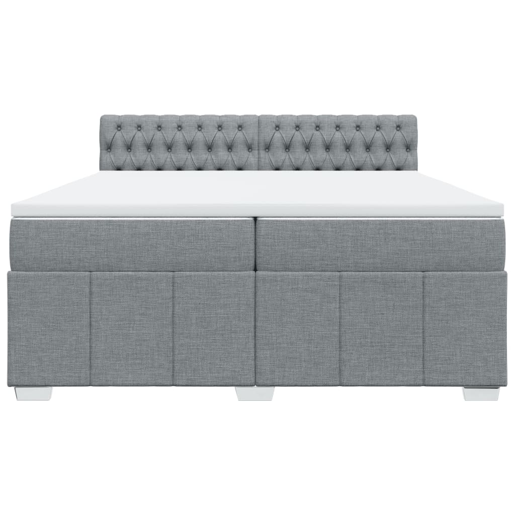 Pat box spring cu saltea, gri deschis, 200x200 cm, textil GartenMobel Dekor