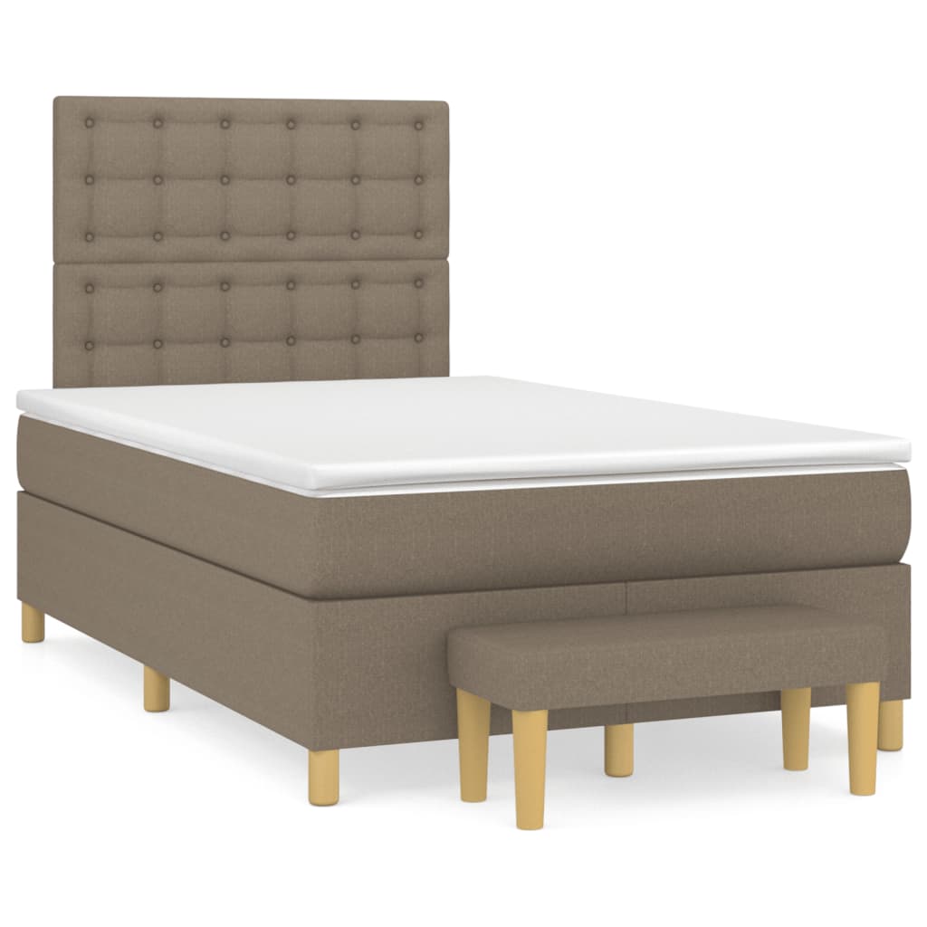 Pat box spring cu saltea, taupe, 120x190 cm material textil GartenMobel Dekor
