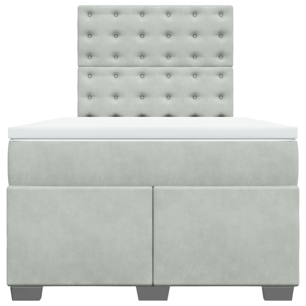 Pat box spring cu saltea, gri deschis, 120x190 cm, catifea GartenMobel Dekor