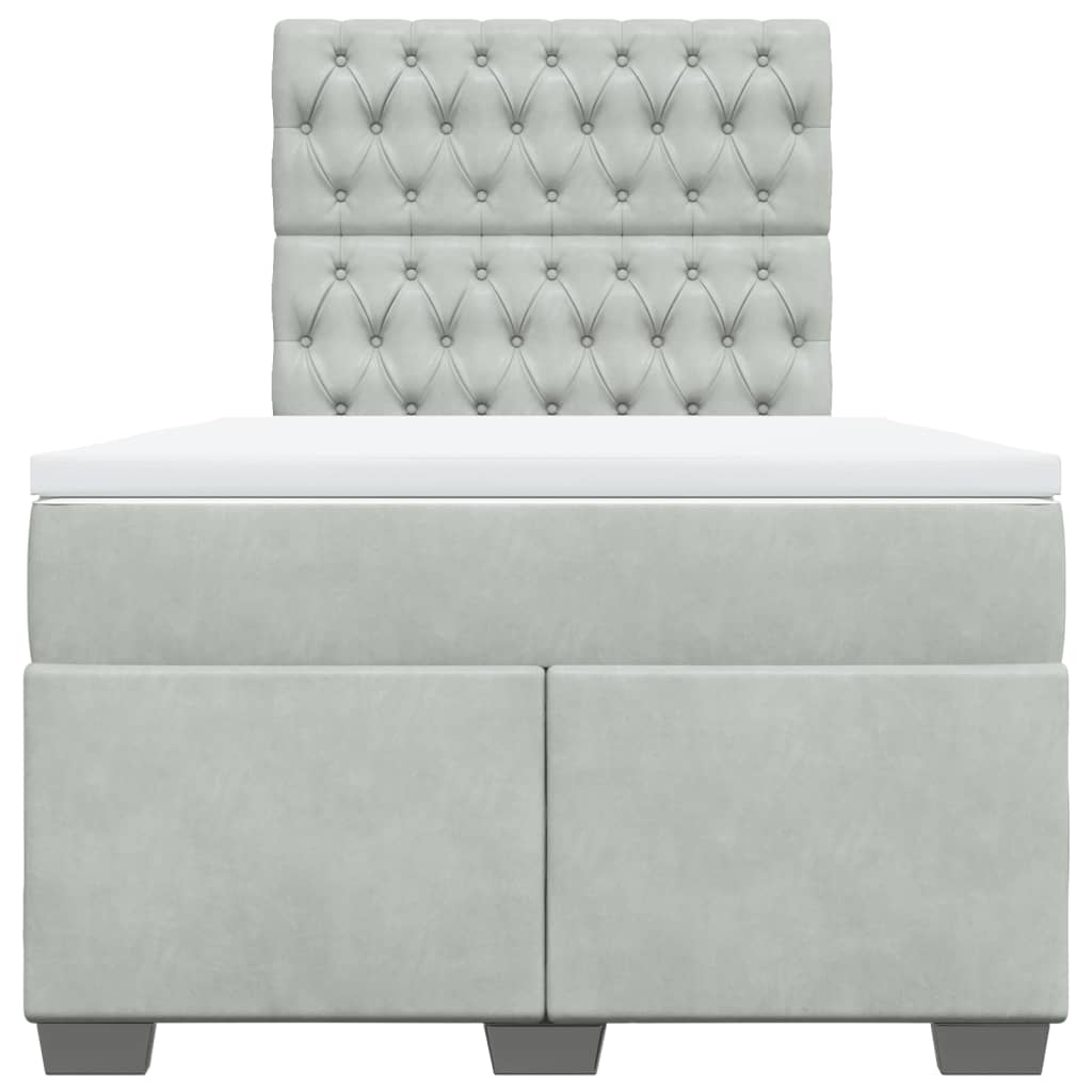 Pat box spring cu saltea, gri deschis, 120x190 cm, catifea GartenMobel Dekor
