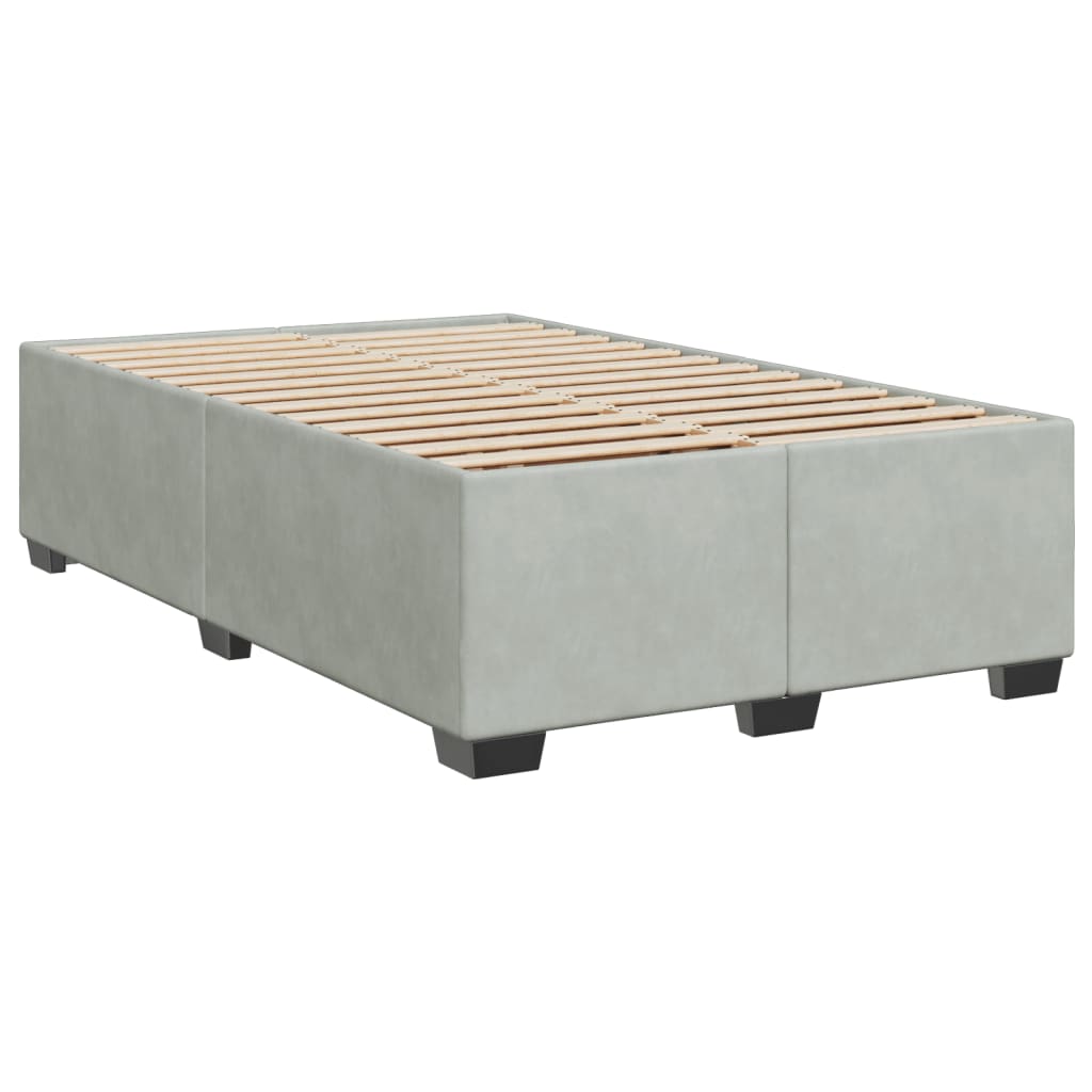 Pat box spring cu saltea, gri deschis, 120x190 cm, catifea GartenMobel Dekor