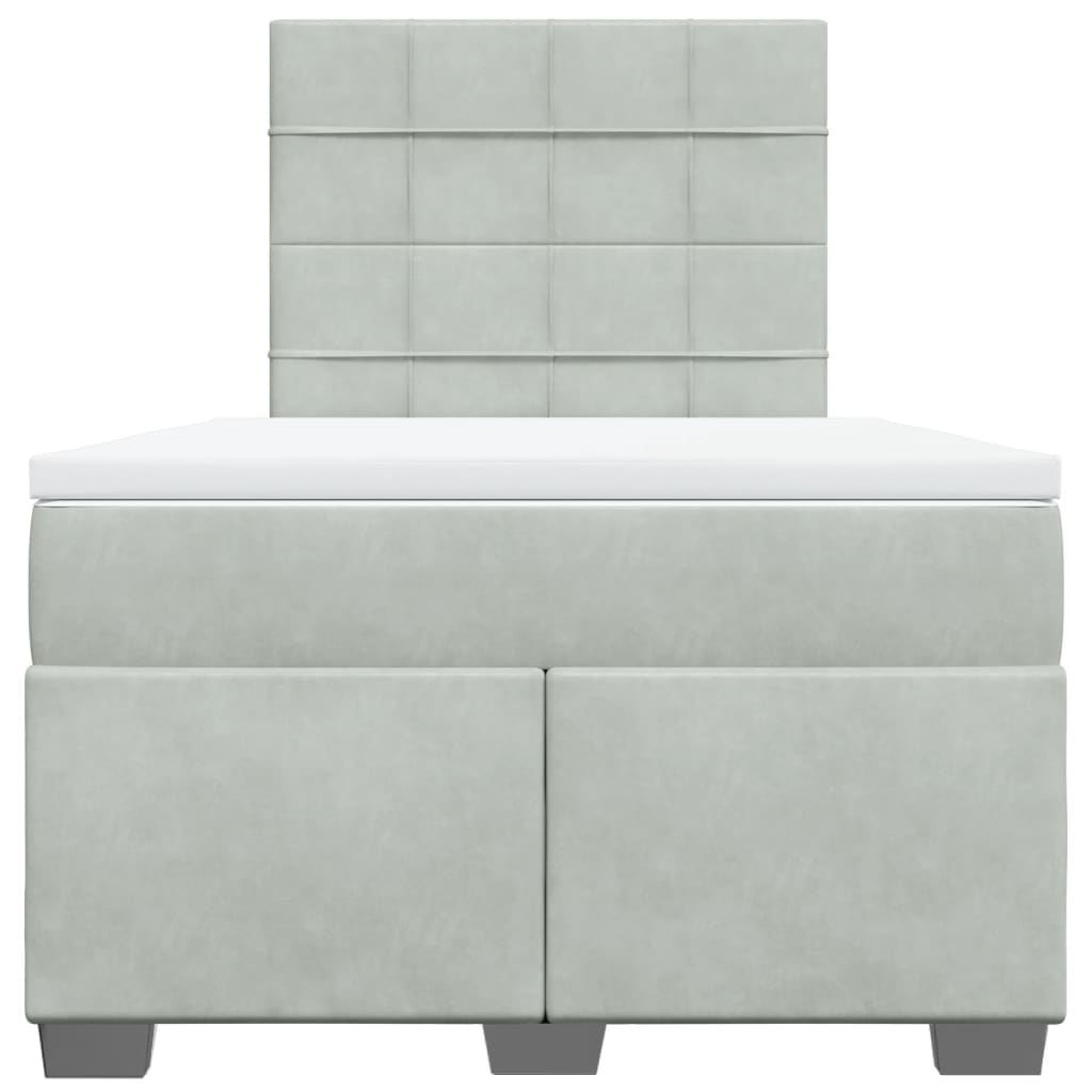 Pat box spring cu saltea, gri deschis, 120x190 cm, catifea GartenMobel Dekor