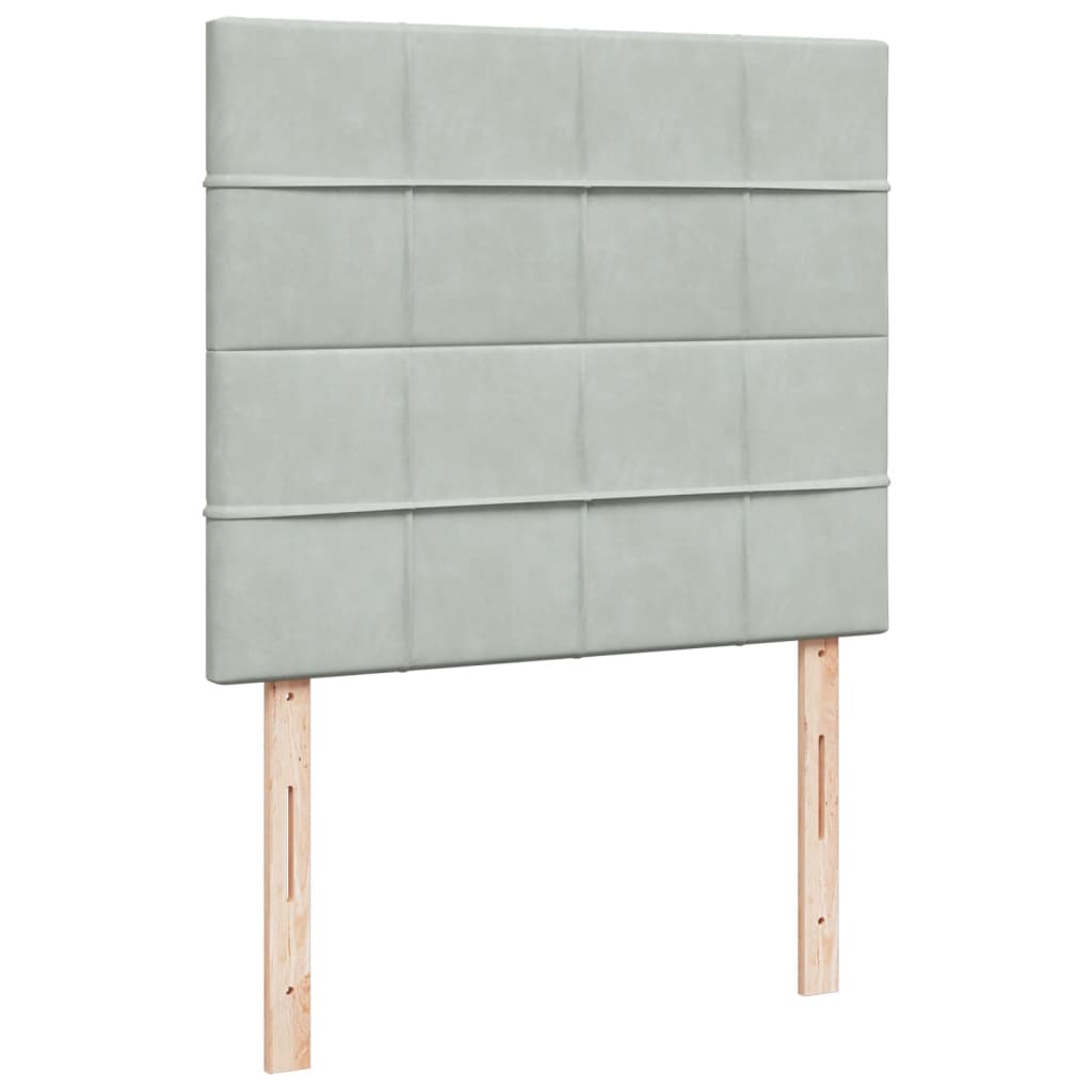Pat box spring cu saltea, gri deschis, 120x190 cm, catifea GartenMobel Dekor