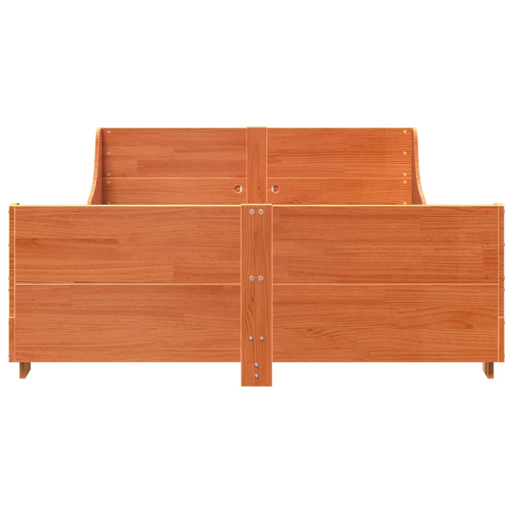 Cadru pat fără saltea, maro ceruit, 135x190 cm, lemn masiv pin GartenMobel Dekor