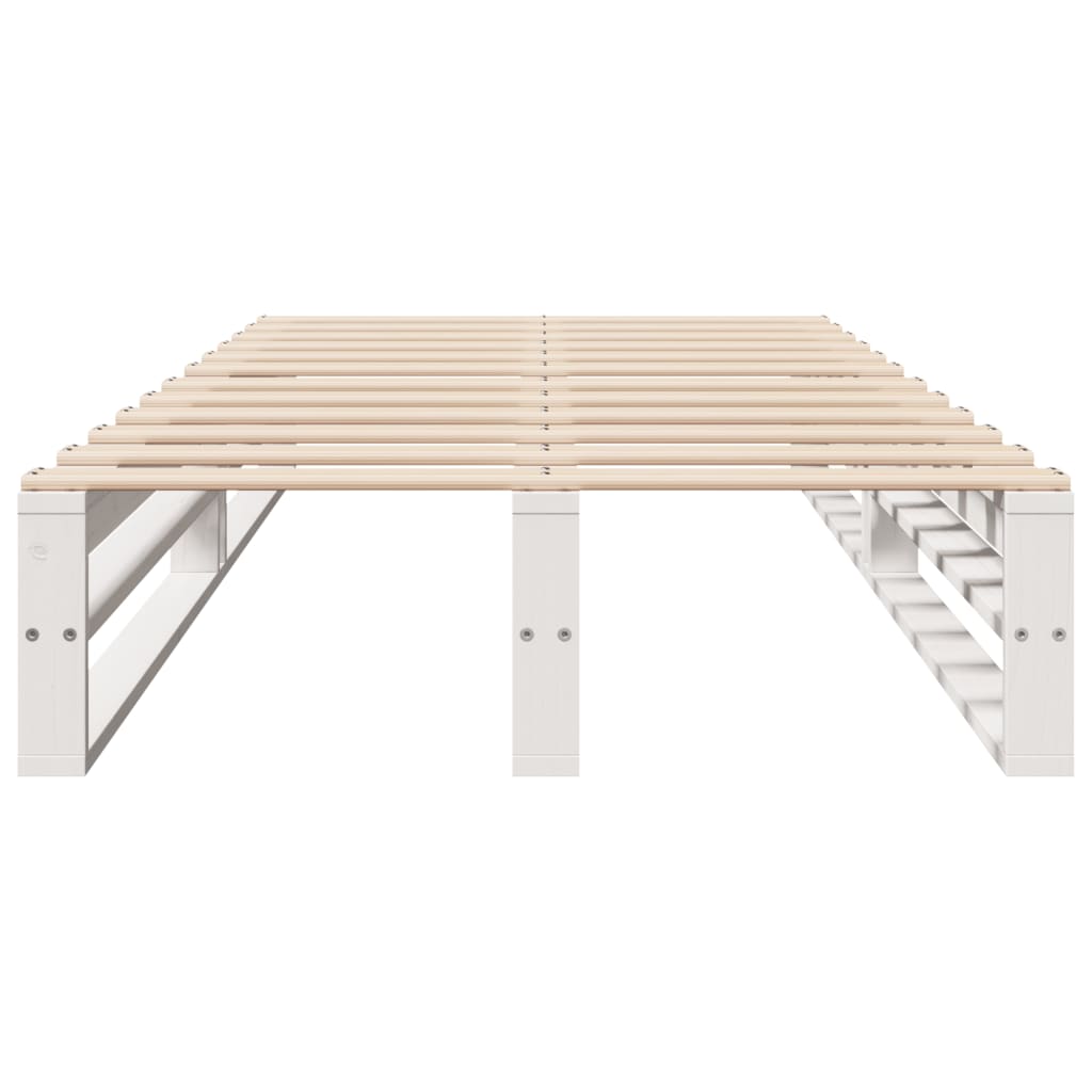 Cadru pat fără saltea, alb, 100x200 cm, lemn masiv pin GartenMobel Dekor