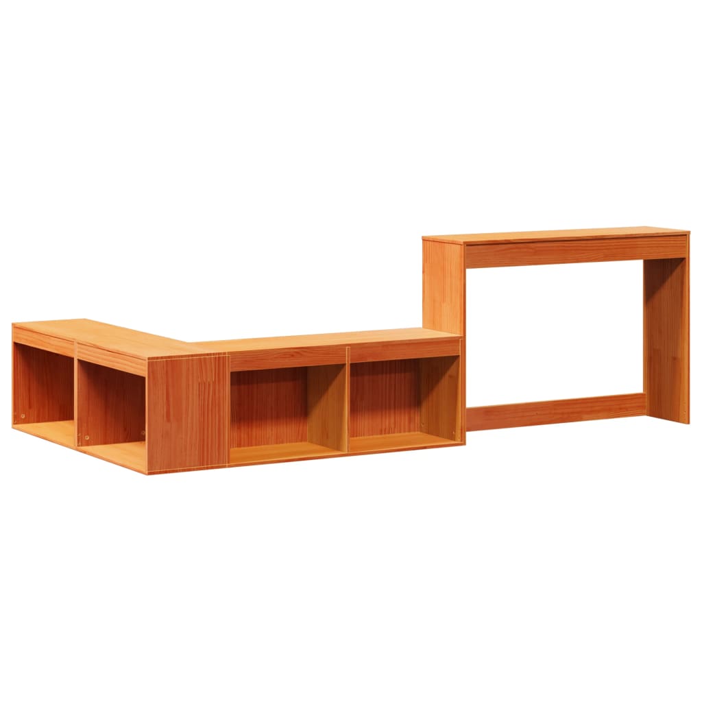 Noptieră cu birou, maro ceruit, 222x122x75 cm lemn masiv de pin GartenMobel Dekor