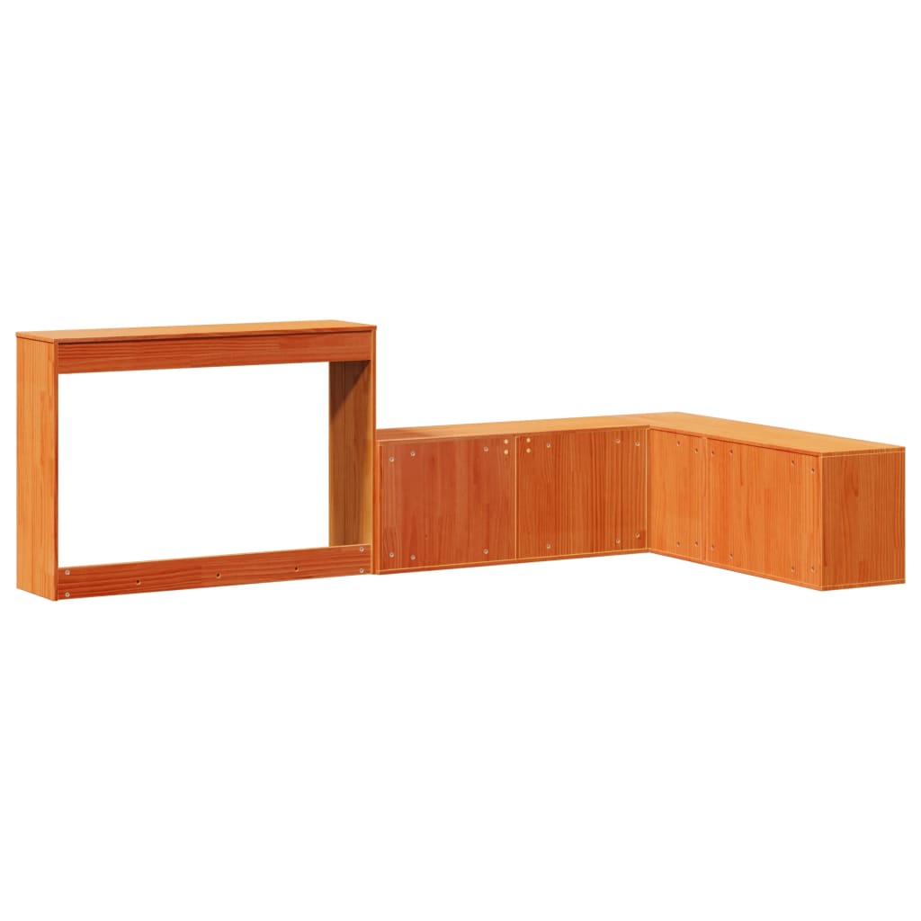 Noptieră cu birou, maro ceruit, 222x122x75 cm lemn masiv de pin GartenMobel Dekor