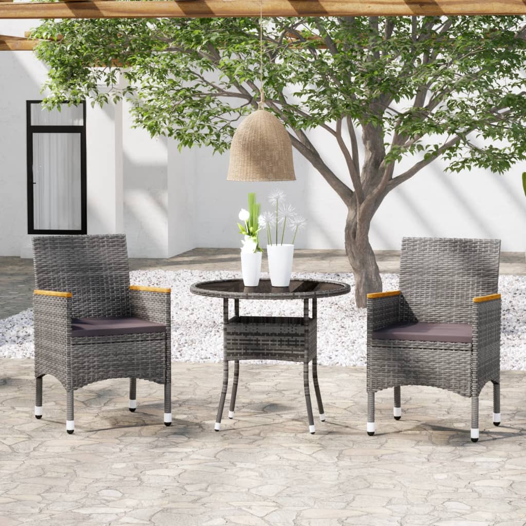 Set mobilier de grădină, 3 piese, gri, poliratan GartenMobel Dekor