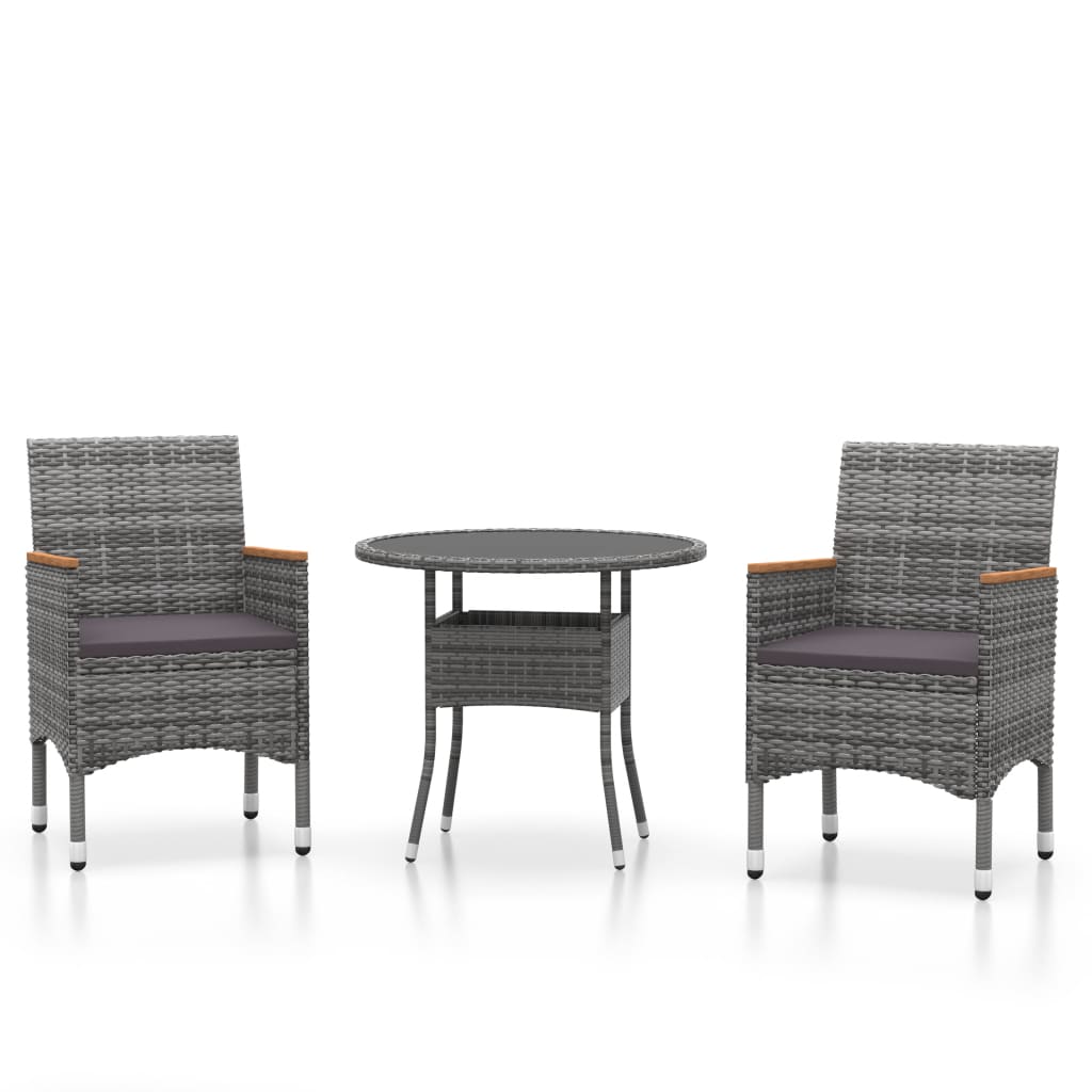 Set mobilier de grădină, 3 piese, gri, poliratan GartenMobel Dekor