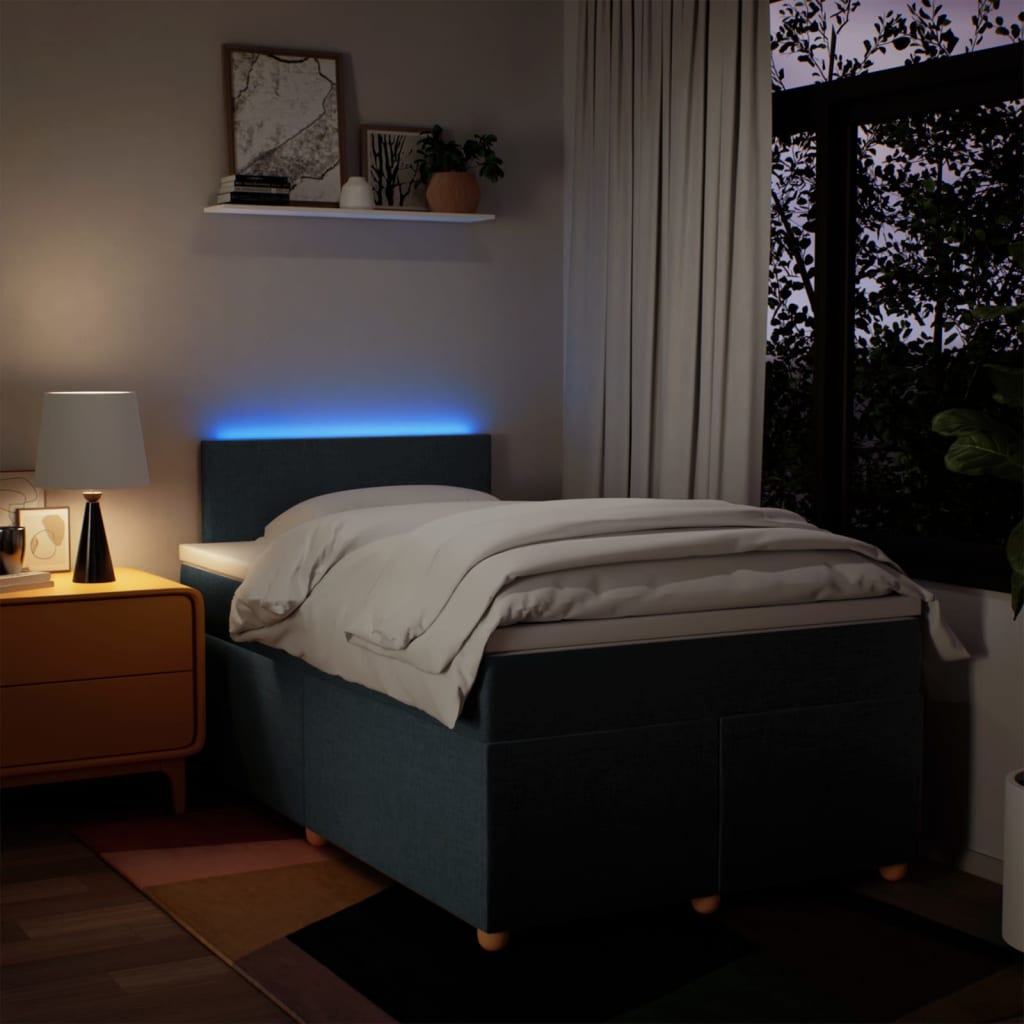 Pat box spring cu saltea, albastru, 120x190 cm, material textil GartenMobel Dekor