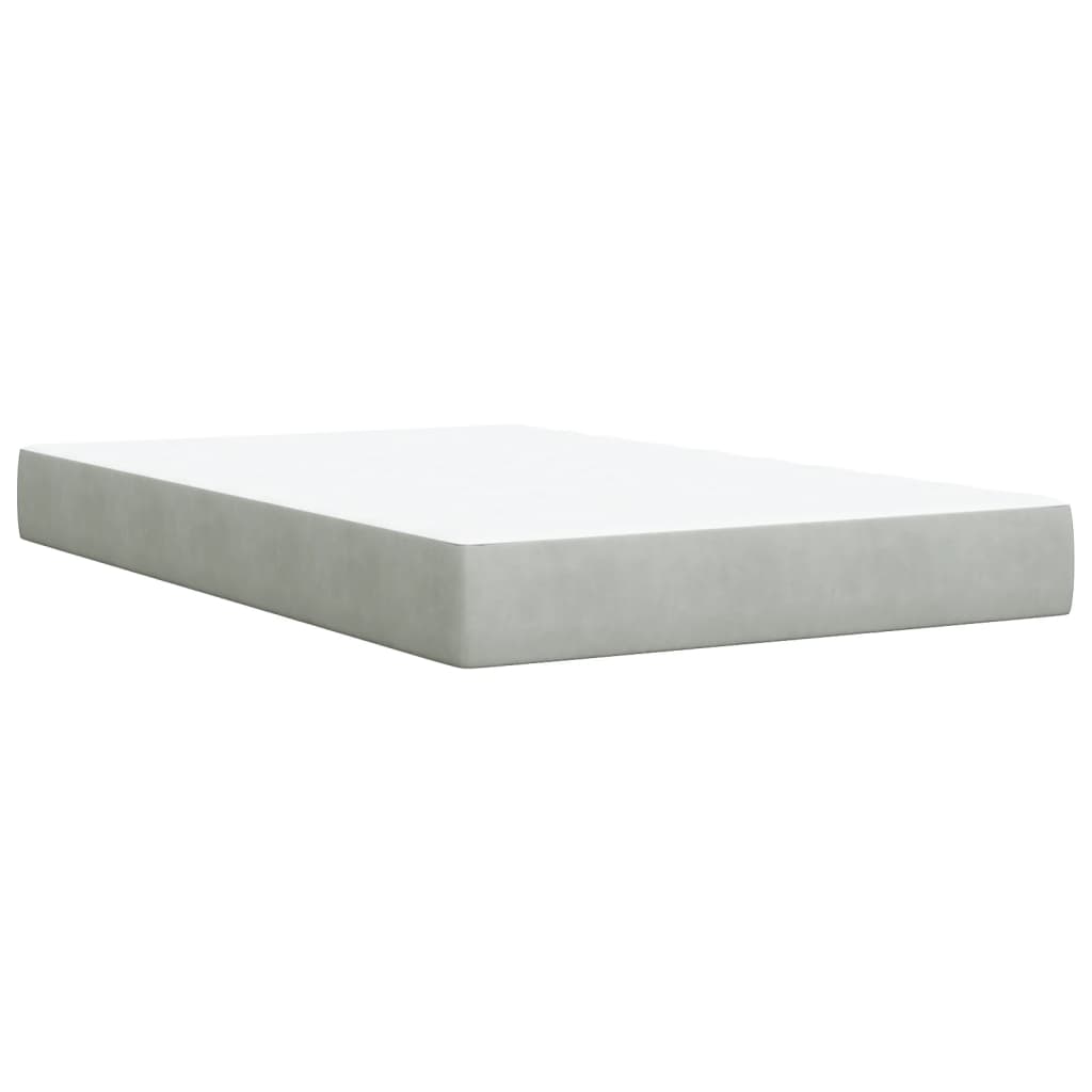 Pat box spring cu saltea, gri deschis, 120x190 cm, catifea GartenMobel Dekor