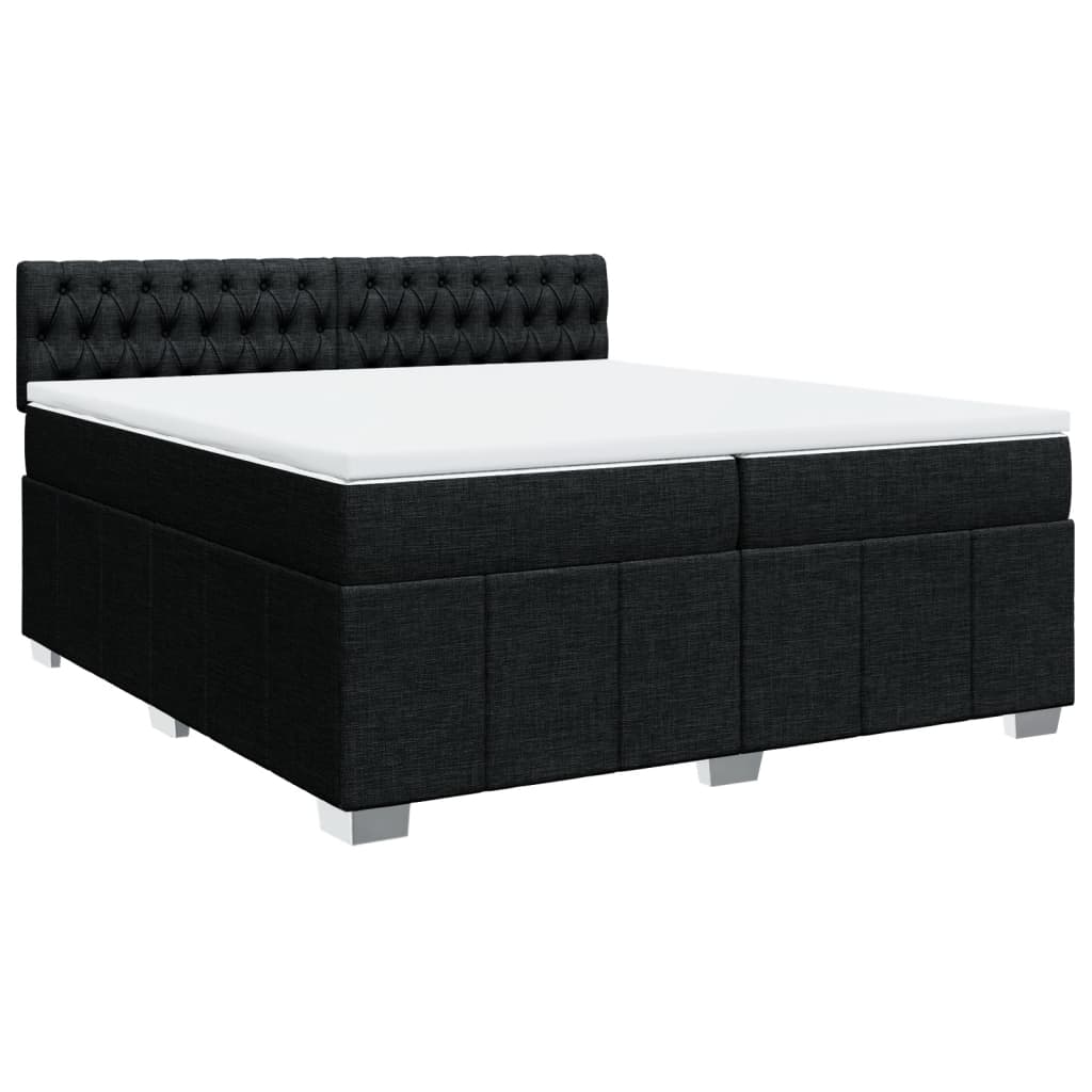 Pat box spring cu saltea, negru, 200x200 cm, textil GartenMobel Dekor