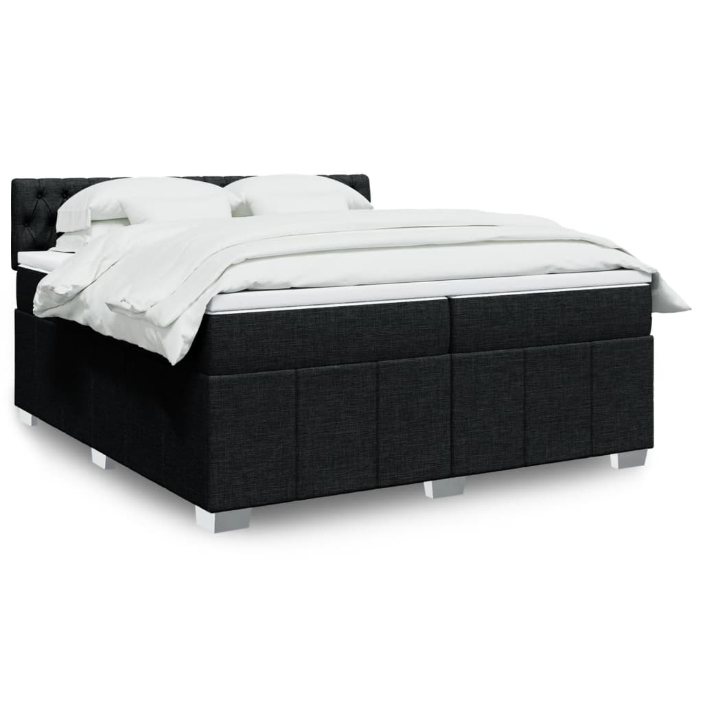 Pat box spring cu saltea, negru, 200x200 cm, textil GartenMobel Dekor