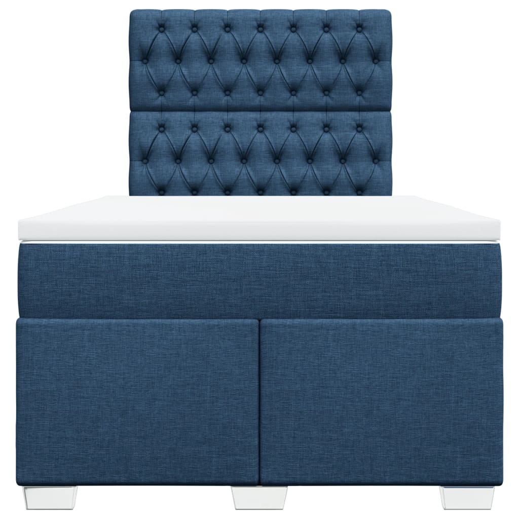 Pat box spring cu saltea, albastru, 120x190 cm, material textil GartenMobel Dekor