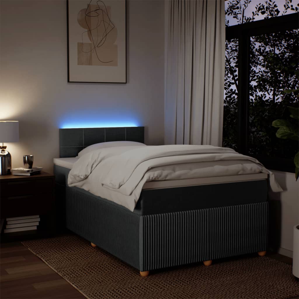 Pat box spring cu saltea, gri închis, 120x190 cm, textil GartenMobel Dekor