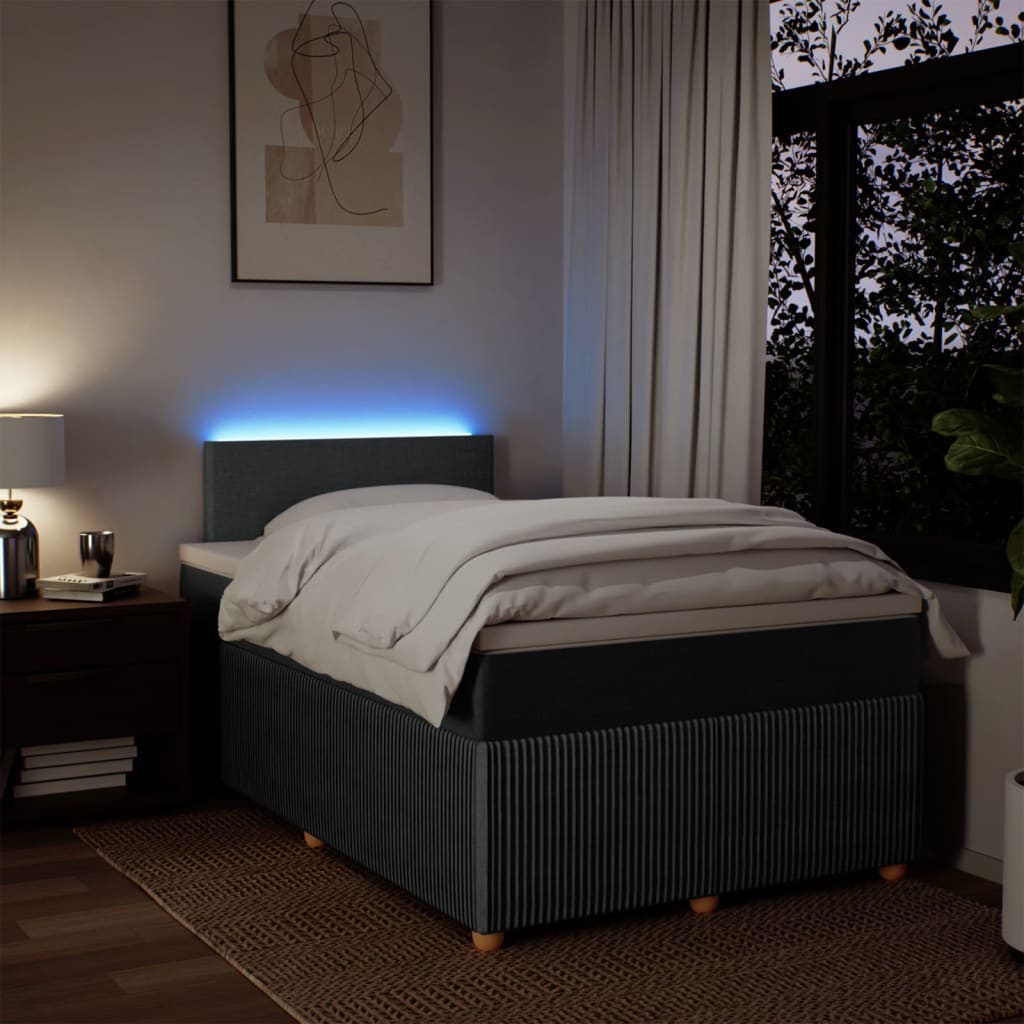 Pat box spring cu saltea, gri închis, 120x190 cm, textil GartenMobel Dekor