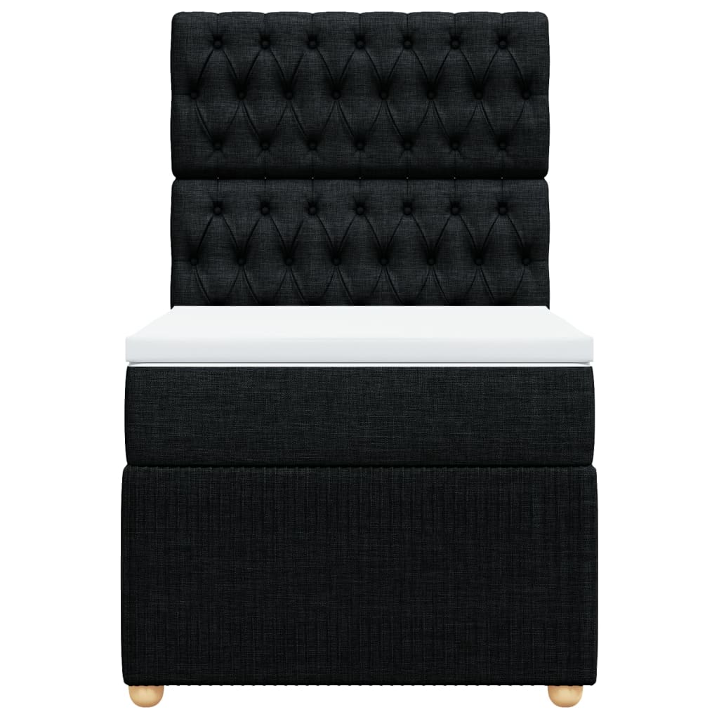 Pat box spring cu saltea, negru, 100x200 cm, textil GartenMobel Dekor