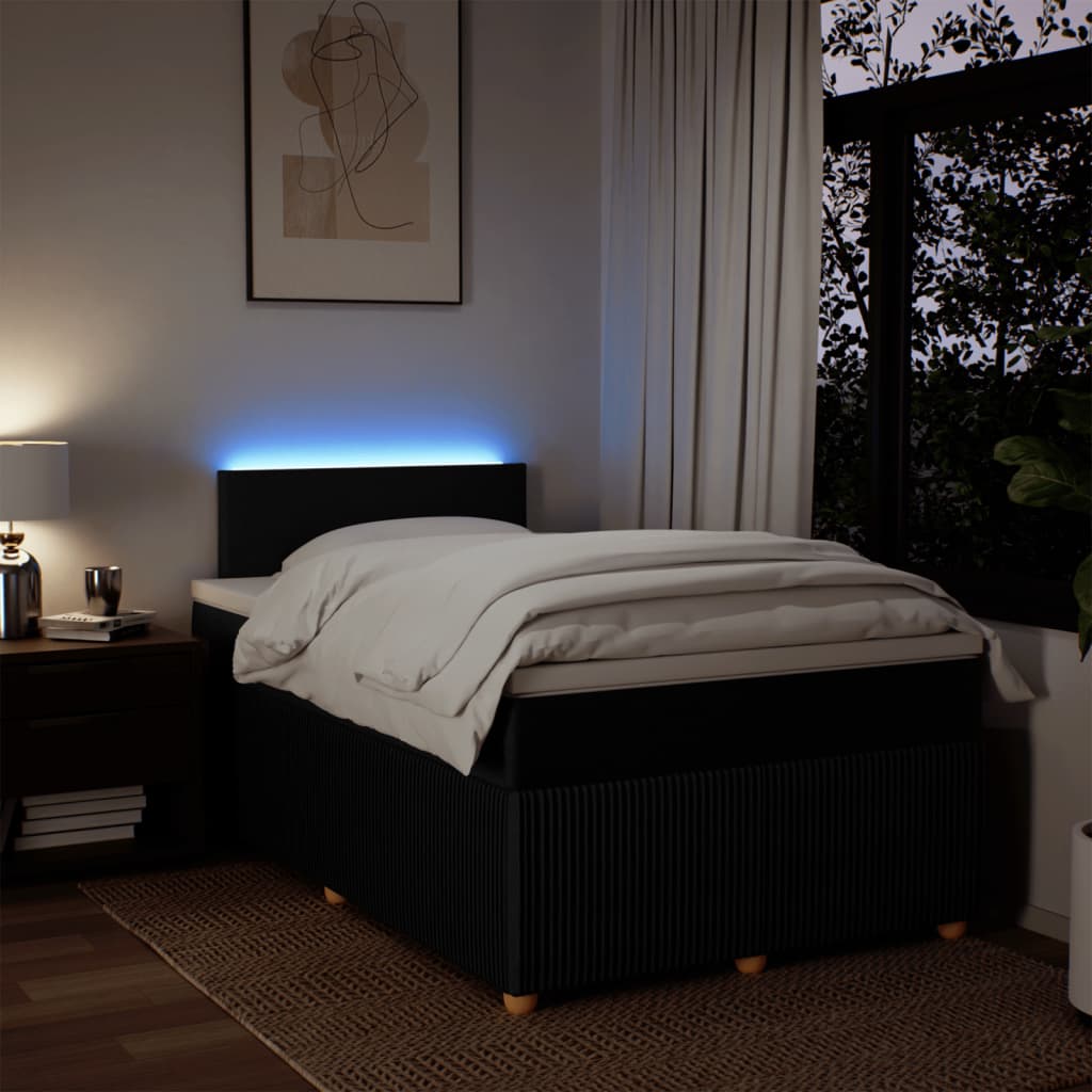 Pat box spring cu saltea, negru, 120x190 cm, catifea GartenMobel Dekor