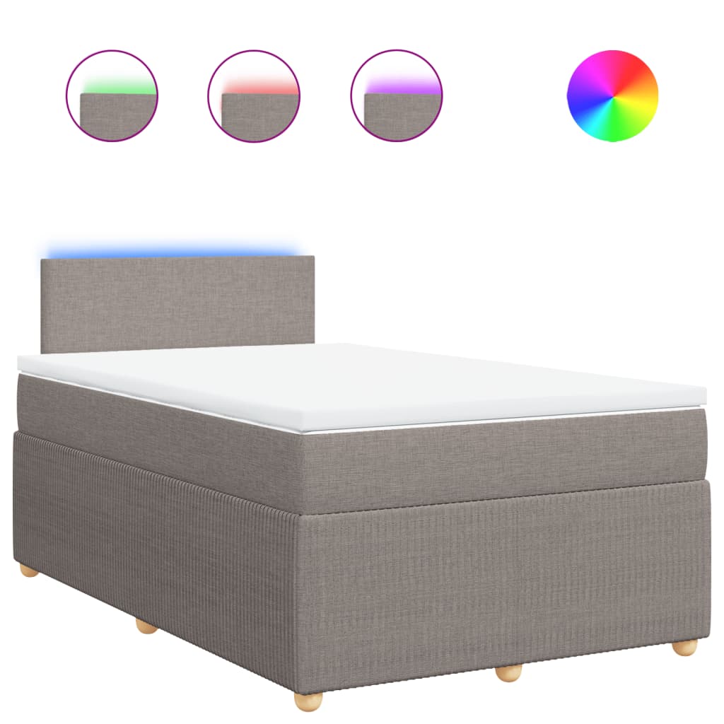 Pat box spring cu saltea, taupe, 120x190 cm material textil GartenMobel Dekor
