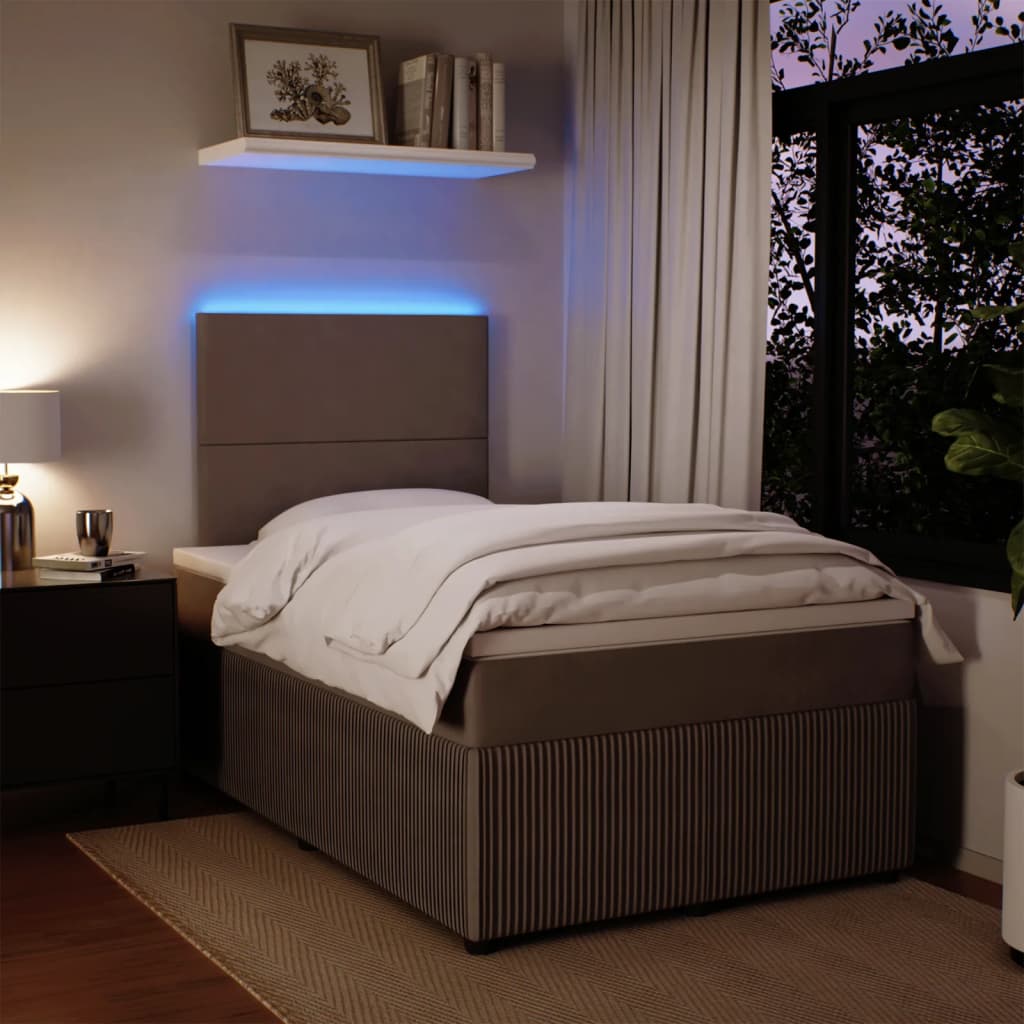 Pat box spring cu saltea, gri deschis, 120x190 cm, catifea GartenMobel Dekor