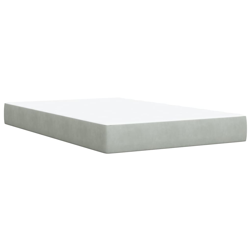 Pat box spring cu saltea, gri deschis, 120x190 cm, catifea GartenMobel Dekor