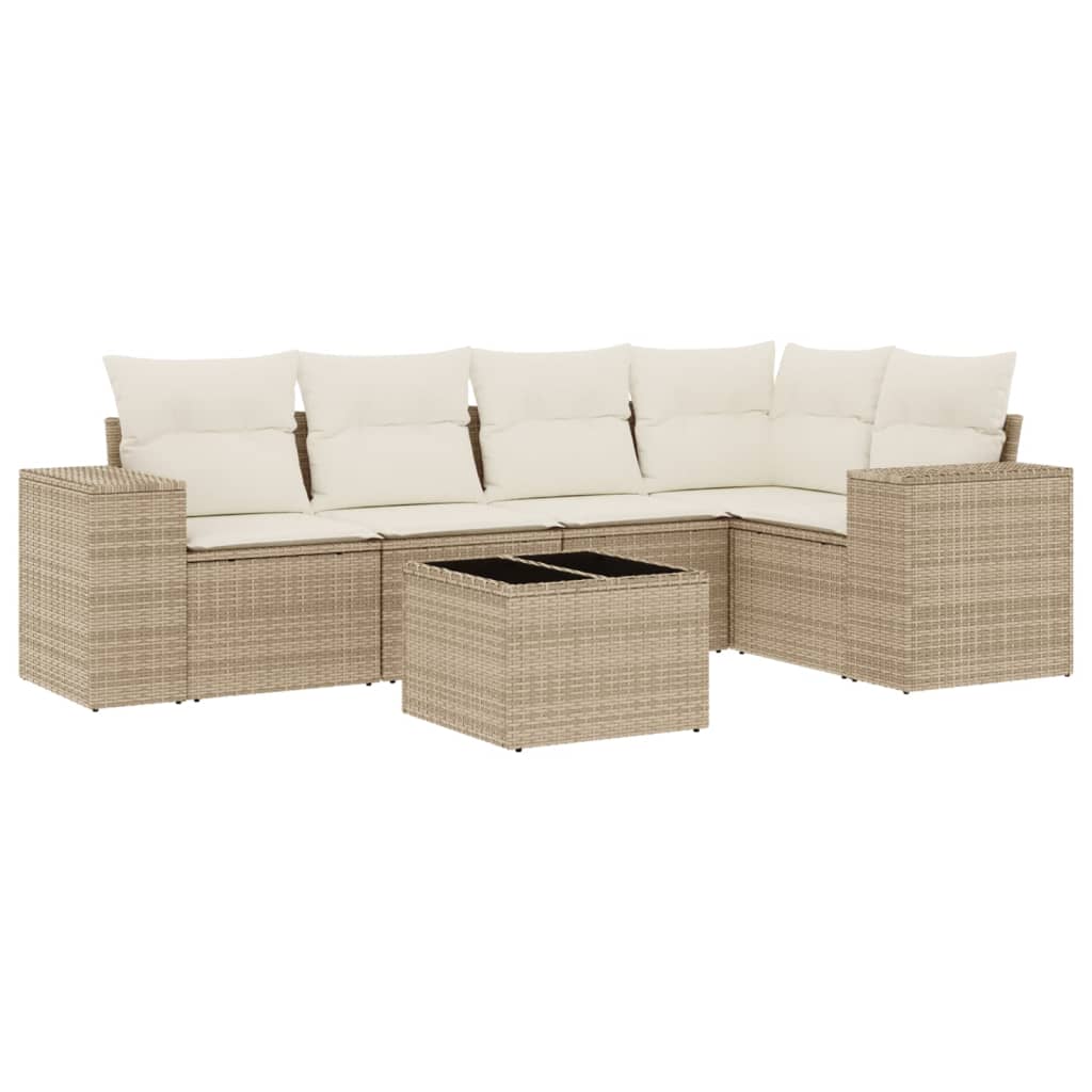 Set canapele de grădină cu perne, 6 piese, bej, poliratan GartenMobel Dekor