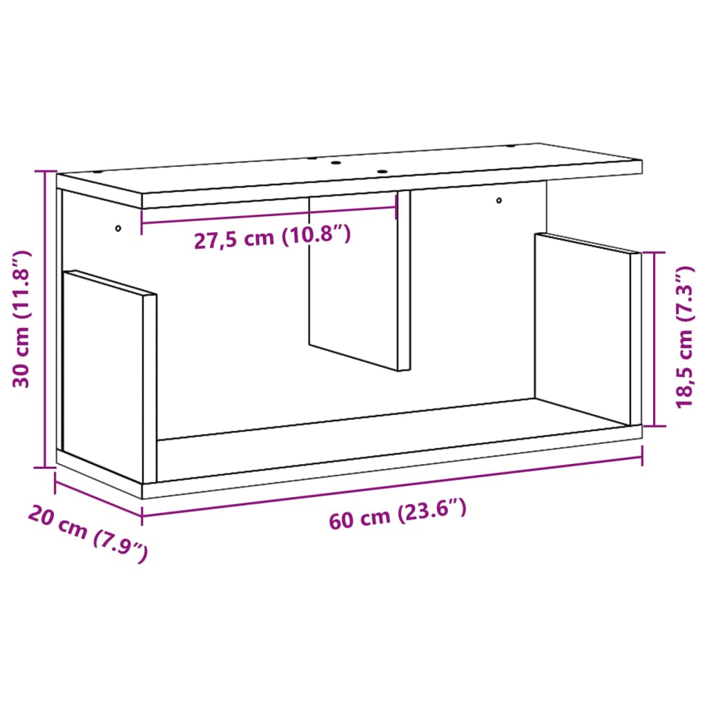 Dulap de perete, negru, 60x20x30 cm, lemn prelucrat GartenMobel Dekor