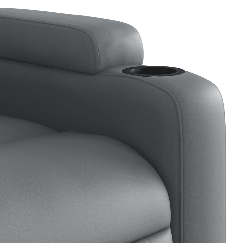 Fotoliu rabatabil electric, gri, piele ecologică GartenMobel Dekor