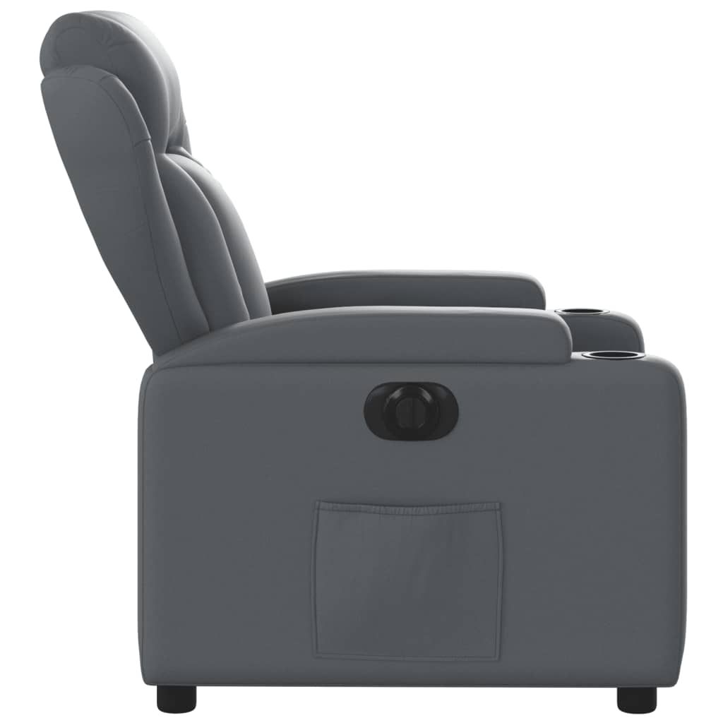 Fotoliu rabatabil electric, gri, piele ecologică GartenMobel Dekor