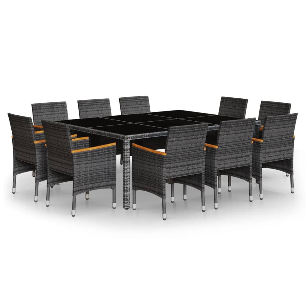 Set mobilier de grădină, 11 piese, gri, poliratan GartenMobel Dekor