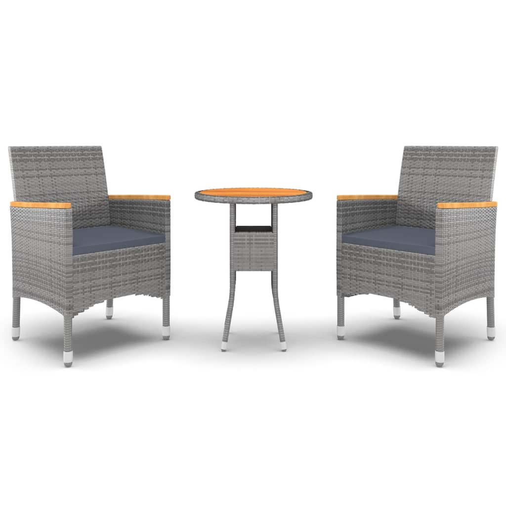 Set mobilier de grădină, 3 piese, gri, poliratan GartenMobel Dekor