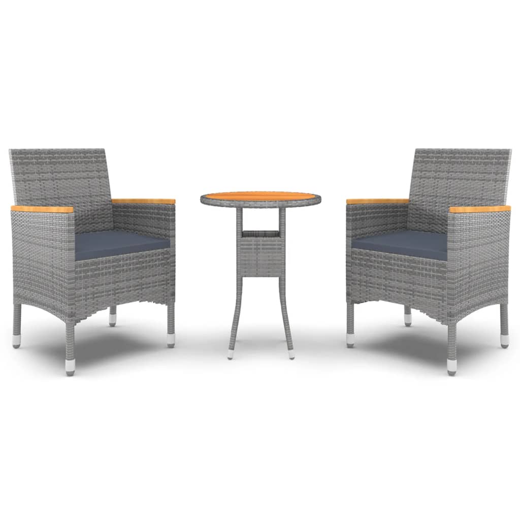 Set mobilier de grădină, 3 piese, gri, poliratan GartenMobel Dekor