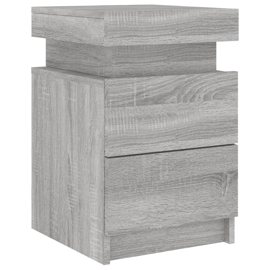 Noptieră cu lumini LED, gri sonoma, 35x39x55 cm GartenMobel Dekor