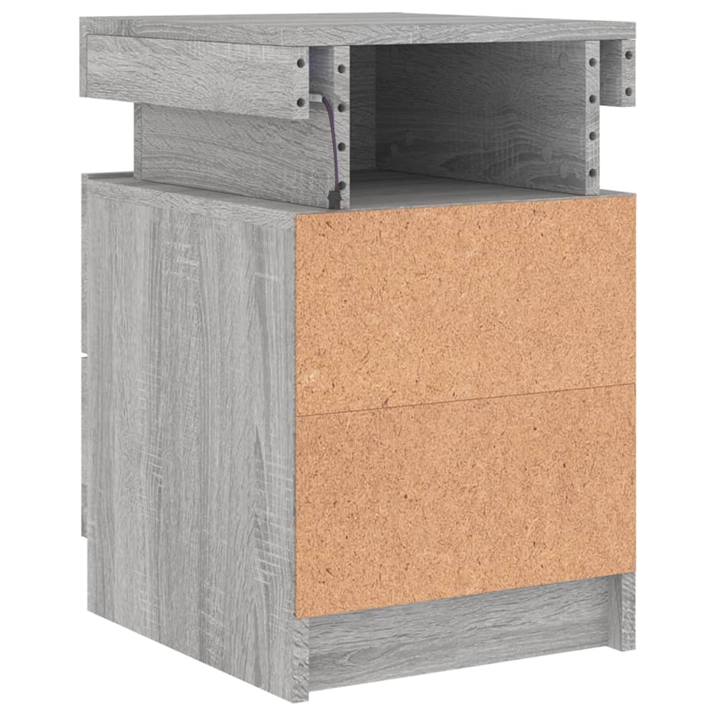 Noptieră cu lumini LED, gri sonoma, 35x39x55 cm GartenMobel Dekor