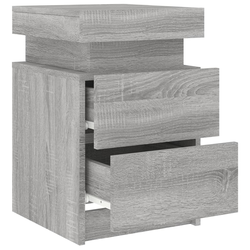 Noptieră cu lumini LED, gri sonoma, 35x39x55 cm GartenMobel Dekor