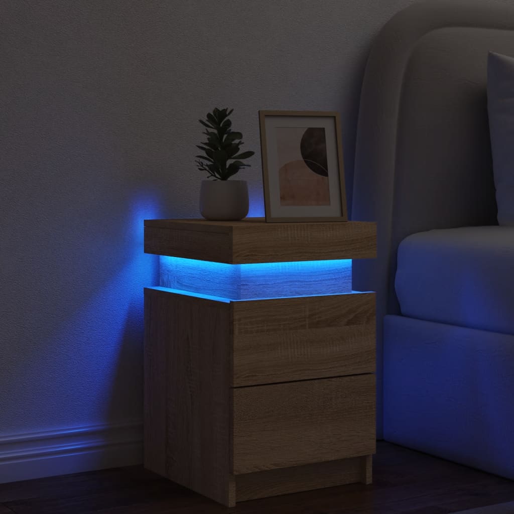 Noptieră cu lumini LED, stejar sonoma, 35x39x55 cm GartenMobel Dekor