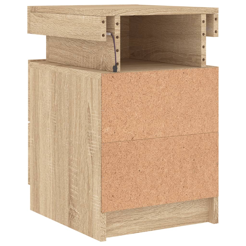 Noptieră cu lumini LED, stejar sonoma, 35x39x55 cm GartenMobel Dekor