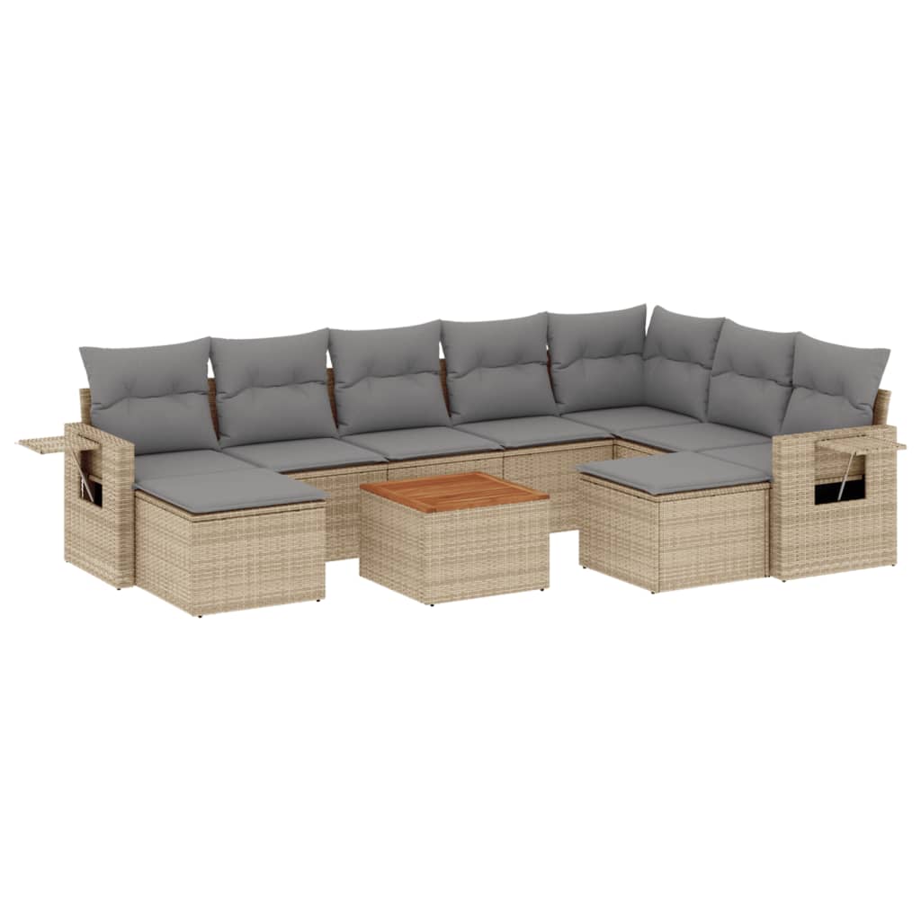 Set canapele de grădină, 10 piese, cu perne, bej, poliratan GartenMobel Dekor